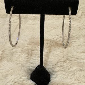 Beautiful sterling silver inside out pave cubic zirconia hoops